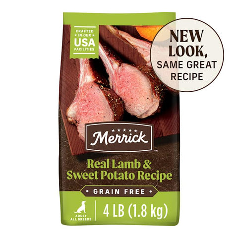 Merrick Grain Free Lamb + Sweet Potato Recipe Dry Dog Food, 4 lbs.