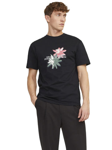 JACK & JONES Mens Printed T-Shirt Black XL
