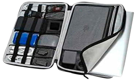 iCozzier 15-15.6 Inch Handle Laptop Briefcase Shoulder Bag Electronic Accessories Organizer Messenger Carrying Case Protective Laptop Sleeve with Shoulder Strap - Grey