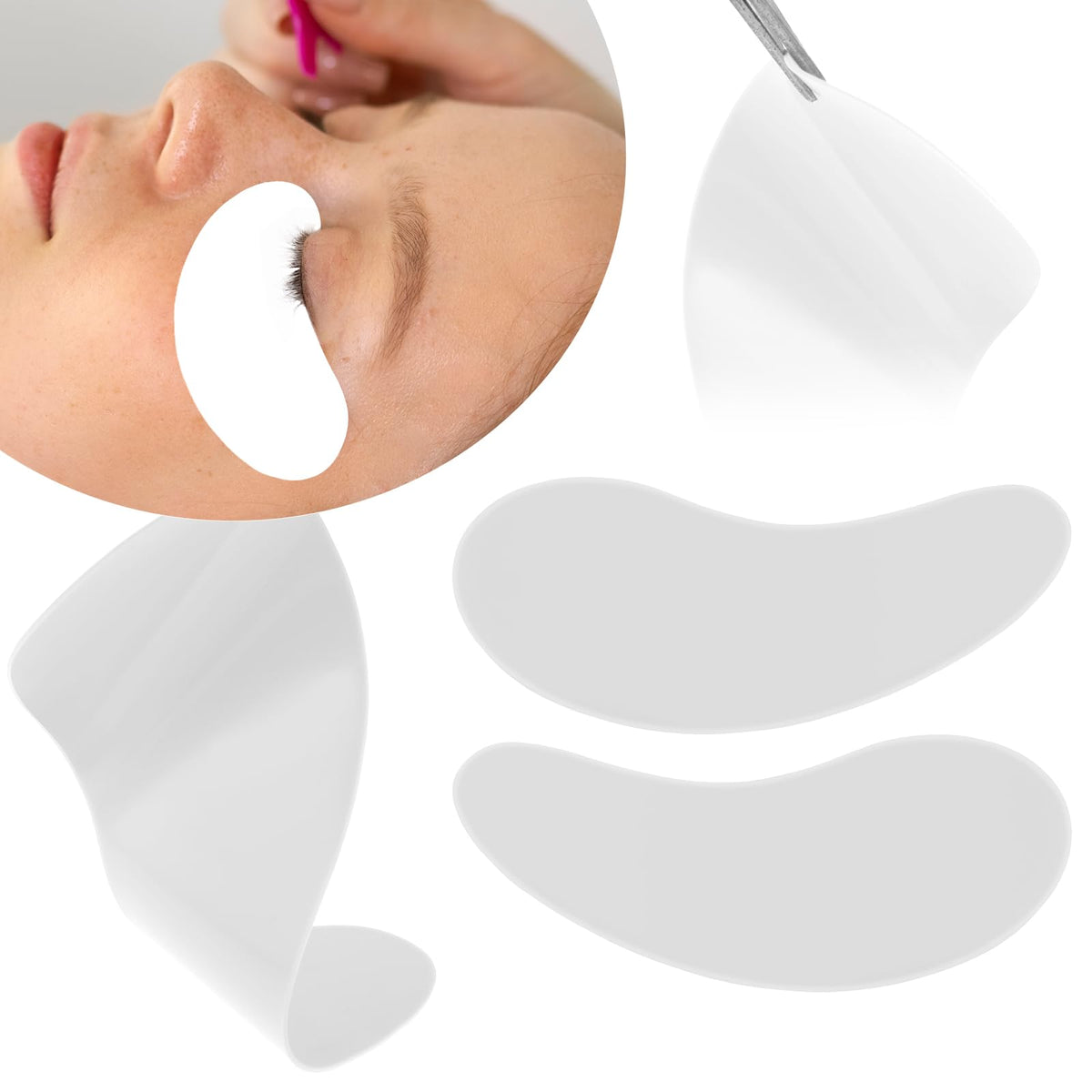WLLHYF Reusable Eye Pads Beauty Silicone Under Eye Patches Lower Lash Isolation Pads Soft Lash Lift Cover Eyelash Extension Patch for Sensitive Skin During Eyelash Perm Lamination (White)
