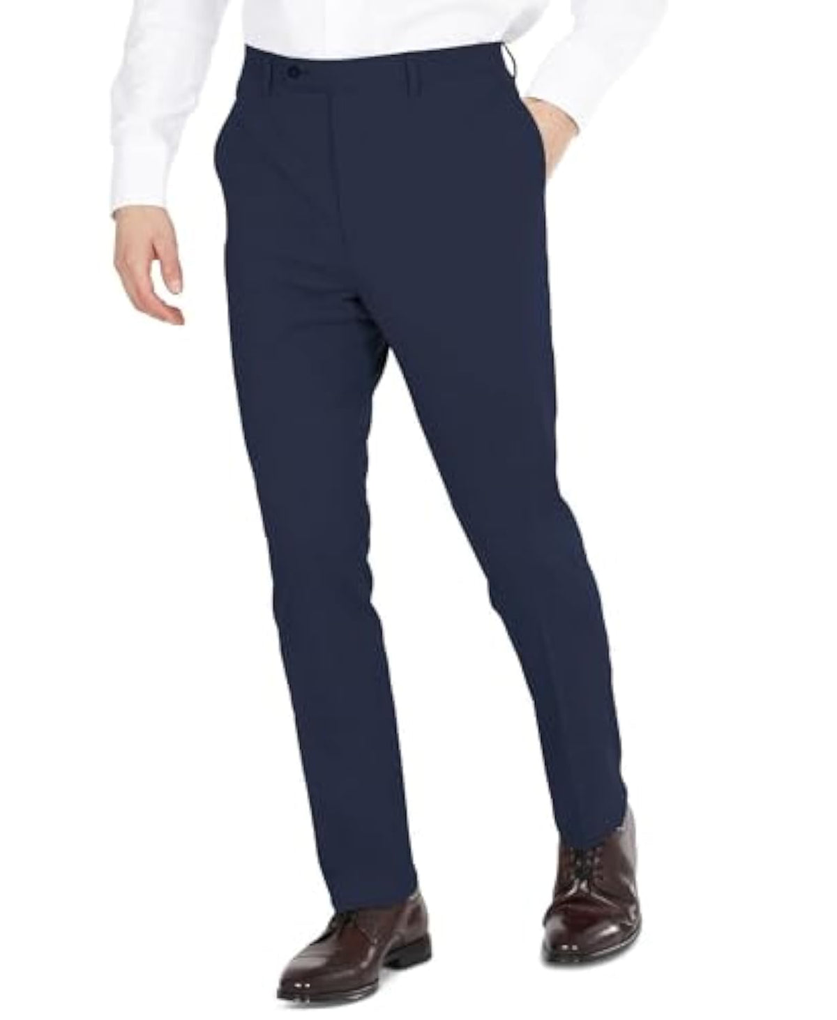 DKNY Men's Modern Fit High Performance Separates Suit Pants, Navy Solid, 31W x 32L