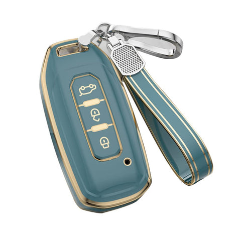 KUNIO Car Key Fob Cover Case Compatible with Ford Taurus Territory Kuga Key Protective Cover Keychain Key Shell TPU Key Holder 3 Buttons Key Bag Gray