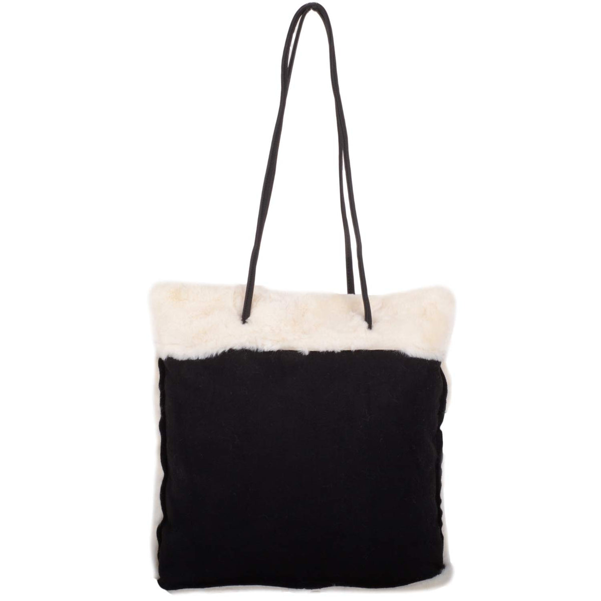 Valita Womens Large Faux Sheepskin Tote/Handbag/Shoulder Bag - Black