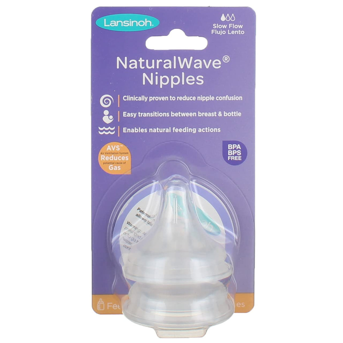 Momma 2 Natural Alwave Nipples, Slow Flow Nipple - Lansinoh