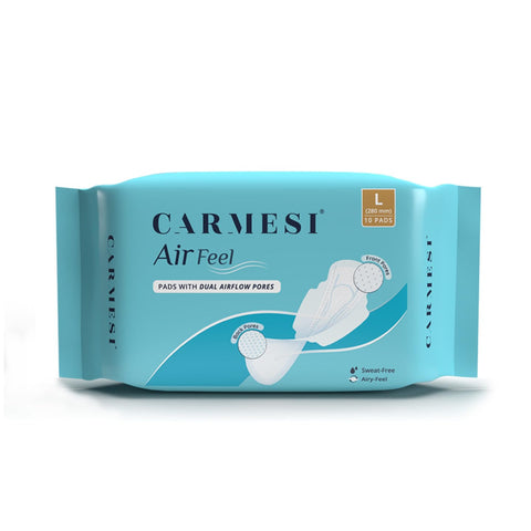 Carmesi Air Feel Sanitary Napkin with Dual Airflow Pores - 10 Large Napkins