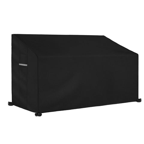 Dokon 3 Seat Garden Bench Covers Waterproof Heavy Duty 600D Oxford Fabric Outdoor Bench Seat Cover with Air Vent Windproof Anti-UV Patio Garden Seat Covers (163x66x63/89cm) - Black