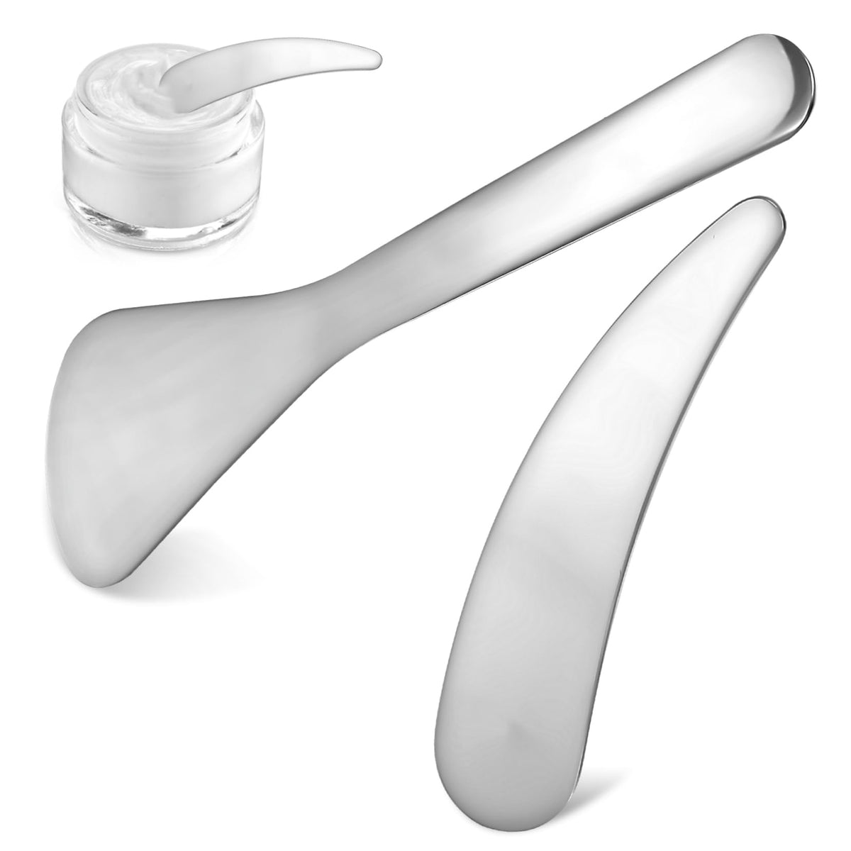 PLAFOPE 2 x Cosmetic Shovel Cosmetic Spatula Spoon for Skin Care Skin Care Tools Mini Skin Care Face Care Products Beauty Scoop Stainless Steel Metal Spatula