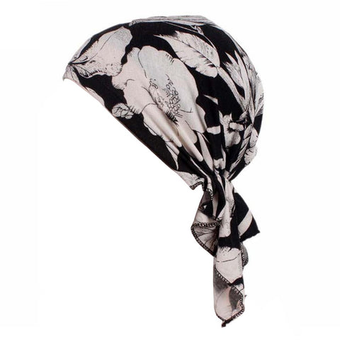 Clysburtuony Women Cotton Bandana Scarf Pre Tied Chemo Hat Beanie Turban Headwear For Cancer Patients Ladies Turbante (Black)