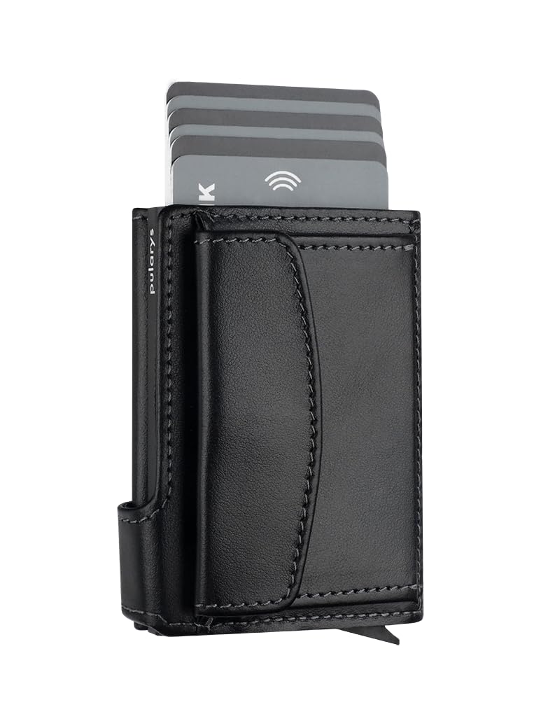 pularys Mini Wallet LONDON - Credit Card Holder Made of Italian Leather - RFID blocking - Up to 9 Card Slots - Coin Pocket - For Men and Women - Classic Design