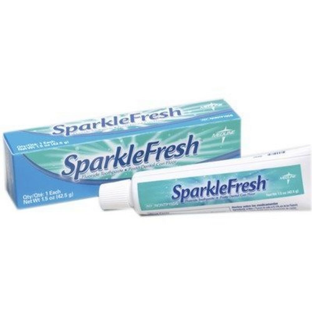 Medline Sparkle Fresh Toothpaste, Fluoride Protection, 1.5 oz., Dental Hygiene and Oral Care, Pack of 144