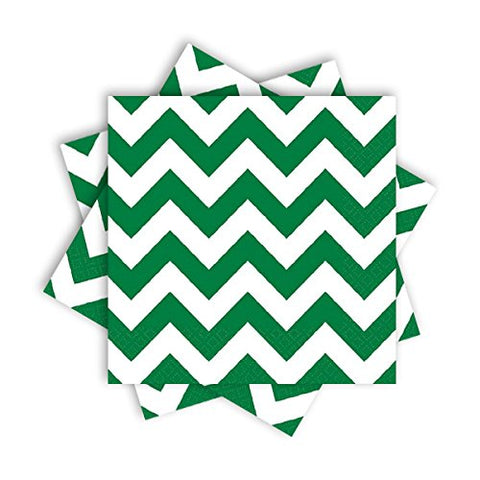 Party Perfect Disposable Chevron Print Luncheon Napkins Tableware, 16 Pieces, Made from Paper, Festive Green by Amscan