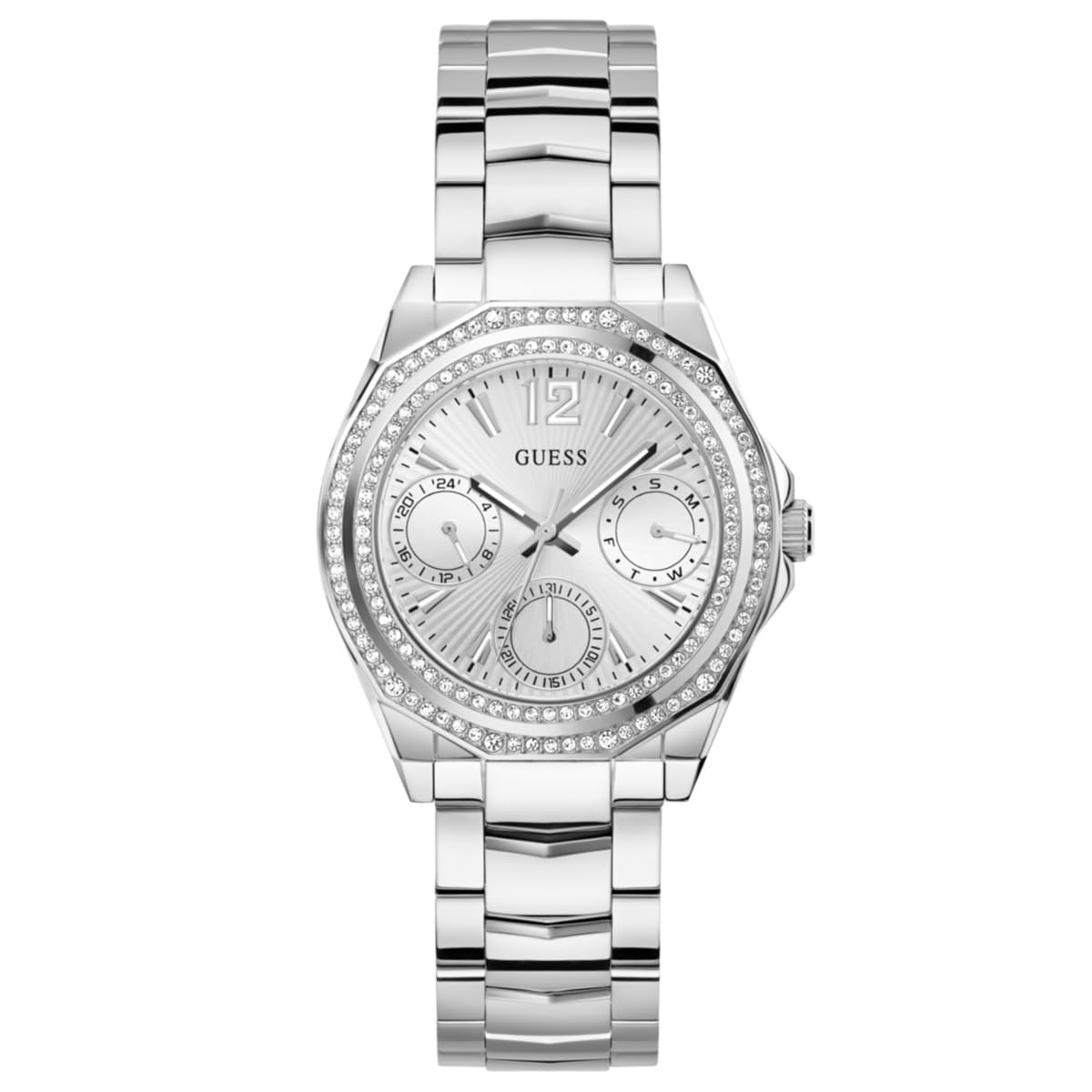 GUESS Women's 36mm Watch - Silver Tone Bracelet Silver Tone Dial Silver Tone Case