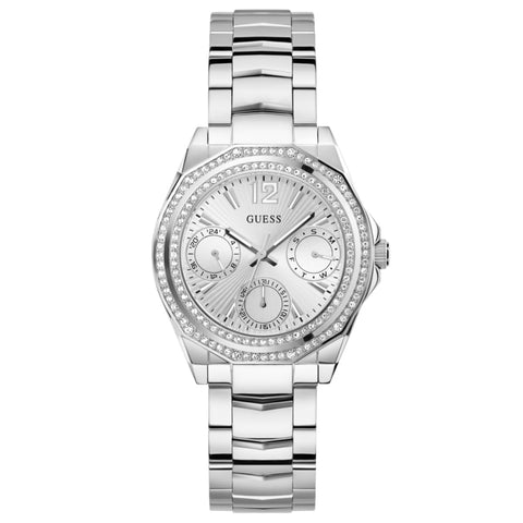 GUESS Women's 36mm Watch - Silver Tone Bracelet Silver Tone Dial Silver Tone Case