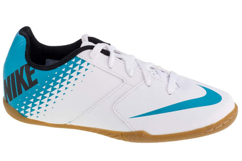 Nike Kids Jr Bombax Indoor Soccer Shoe White/Blue Lagoon/Black Size 5.5 M US