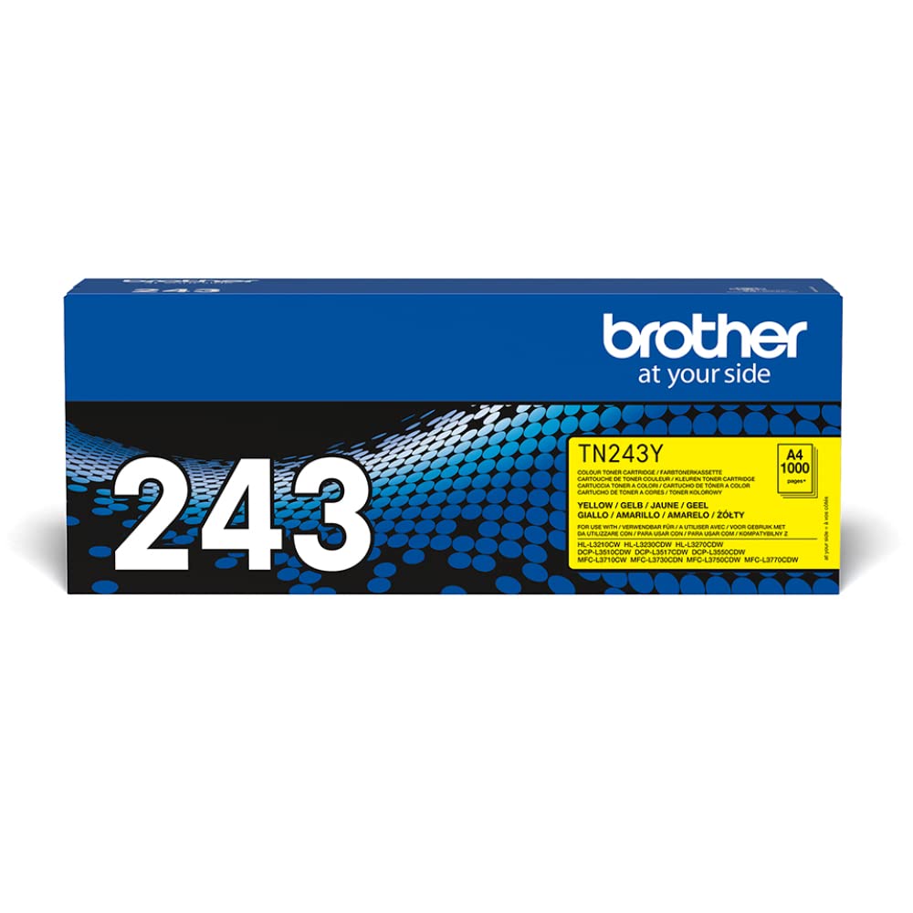 Brother TN-243Y Toner Cartridge, Yellow, Single Pack, Standard Yield, Includes 1 x Toner Cartridge, Brother Genuine Supplies