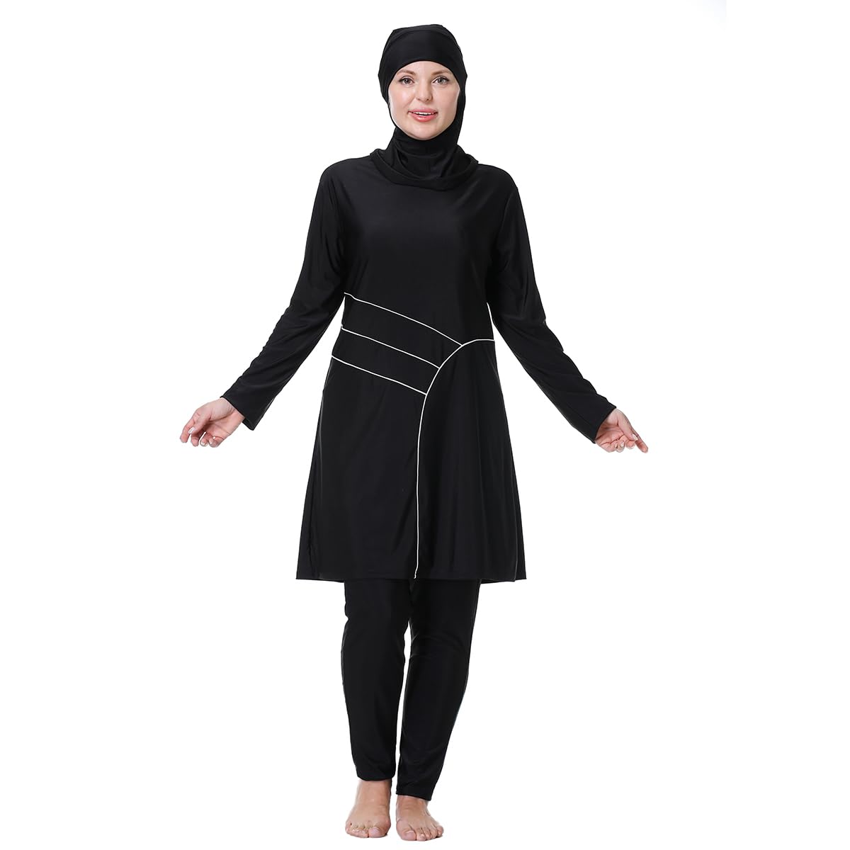 Swimsuit Women Muslim Plus Size Muslim Swimsuits for Women Modest Islamic Arabic Swimwear Burkini Traje De Ba?o Modesto para Mujeres Tallas Grandes Cobertura Completa Burkini Hijab Black e 4XL