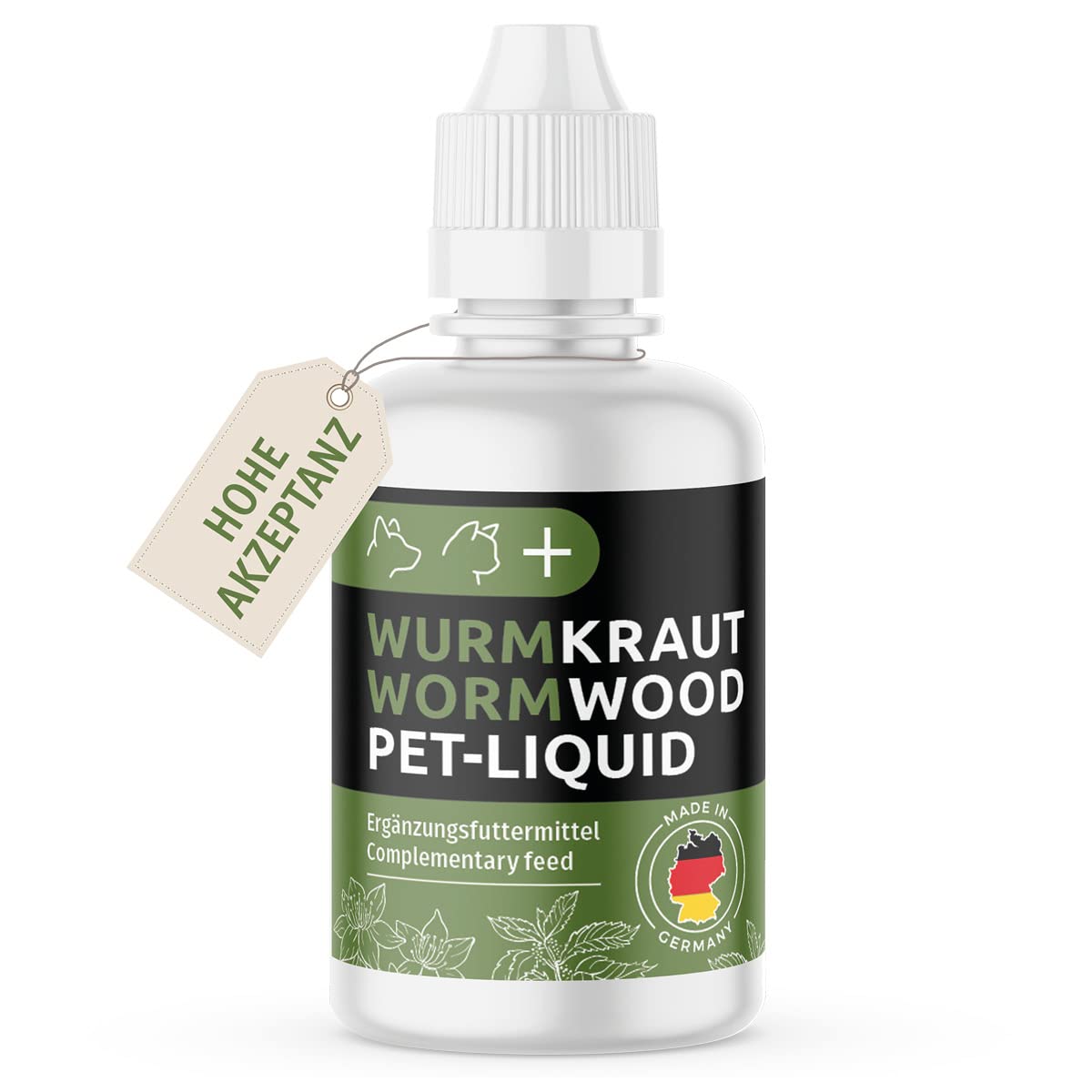 GreenPet 100% natural worm Pet-Liquid drops liquid 50ml - dogs, cats, poultry, birds, rabbits and pets, before and during worm infestation