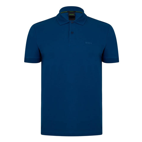 BOSS Mens Short Sleeve Polo Open Blue XL