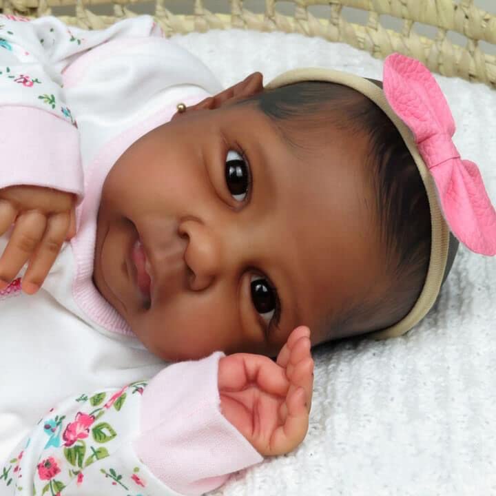 iCradle Reborn Baby Dolls Black 20inch African American Realistic Silicone Vinyl Toddler Dolls Realistic Looking Newborn Baby Handmade Reborn Dolls Girls Child Xmas