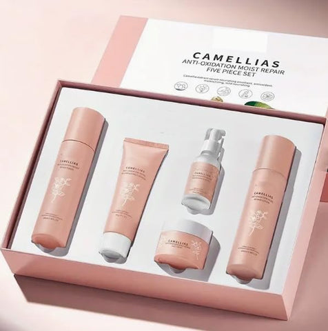 Generic Camellia Skincare Set, 5PCS Skincare Gift Set Moist Repair Toner Essence Face Cream Cleanser Lotion Camelia Flower Extract Serum Nourishing Emollient Moisturizing Skin Gift Box