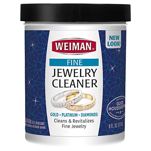 Weiman Fine Jewelry Cleaner Liquid with Cleaning Brush - Restores Shine & Brilliance to Gold, Platinum, Precious Gemstones & Diamond Jewelry, 6 Oz