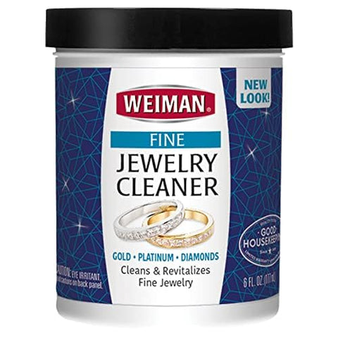 Weiman Fine Jewelry Cleaner Liquid with Cleaning Brush - Restores Shine & Brilliance to Gold, Platinum, Precious Gemstones & Diamond Jewelry, 6 Oz