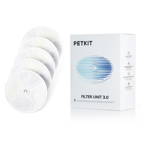 PETKIT Upgraded Filter Units 3.0 for PETKIT Pet Water Fountains Eversweet 2S/3/3 Pro,Eversweet Solo/Solo SE & CYBERTAIL, Replacement Filters (5pcs)