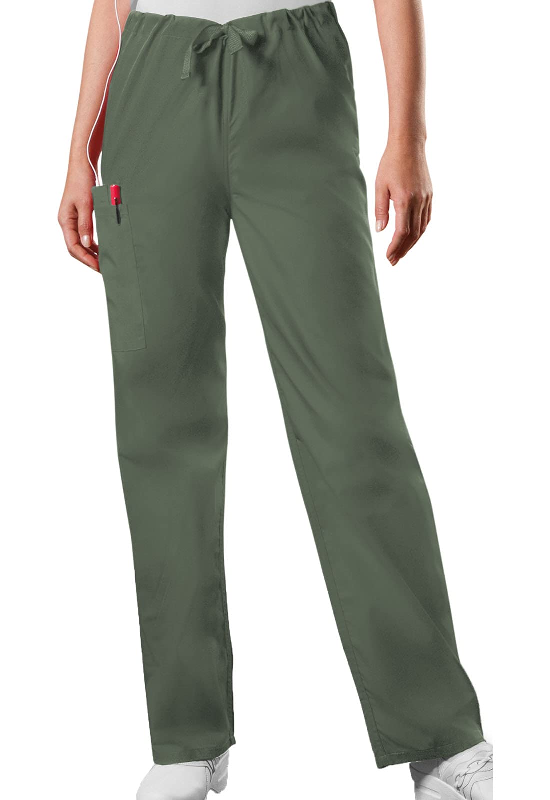 Cherokee Petite Originals Unisex Drawstring Cargo Scrubs Pant, Olive, Medium Short