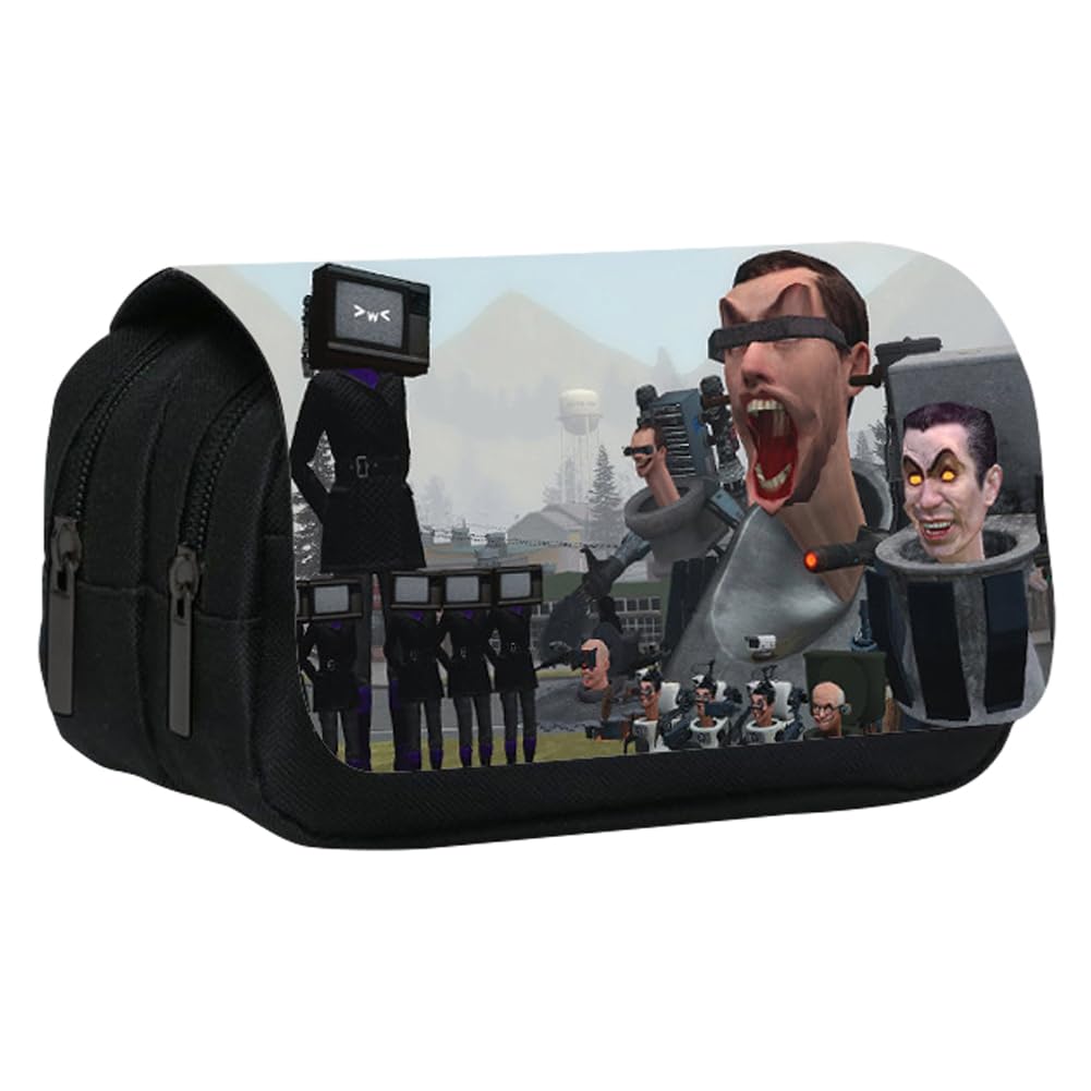 Creative Toilet Large Pencil Case Toilet Canvas Pencil Case Toilet Flapable Pencil Pouch 9 x 10 x 20 cm Large Capacity Double Zip Practical Student School Office Supplies