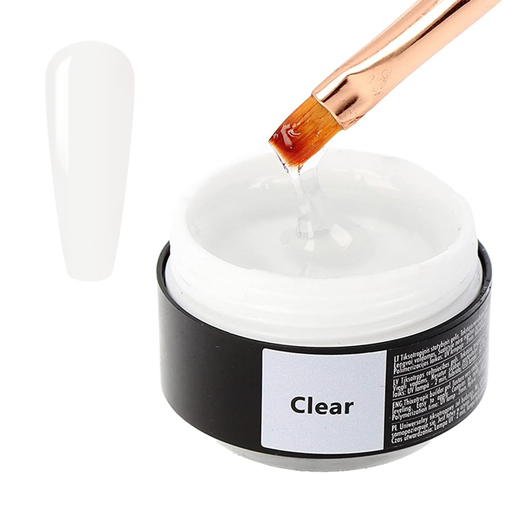 Sincero Salon Clear Builder Gel for Nails - Hard Gel Builder for Extension - Nail Strengthener for Weak Nails - LED UV Nail Builder - Nail Repair - Use with Nail Forms - Nail Hardener Gel 50 ml