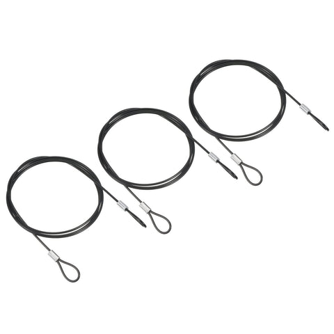 PATIKIL 3.3Ft Safety Cable Lock, 3 Pack Stainless Steel 2mm Dia Security Wire Rope with Double Loop for Stage Lighting Luggage Lock Black