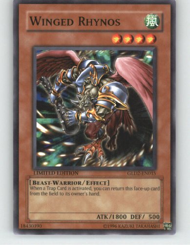 2009 YuGoh GOLD 2 Limited Edition GLD2-EN015 Winged Rhynos / Single YuGiOh! Card in a Protective Deck Sleeve
