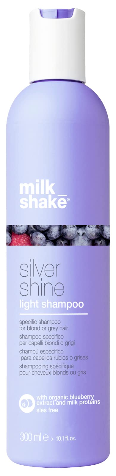 milk_shakeÂ® | silver shine light shampoo | Calibrated Specific Shampoo for Blond or Grey hair | 300 ml | Anti-yellow Shampoo with Purple Pigments