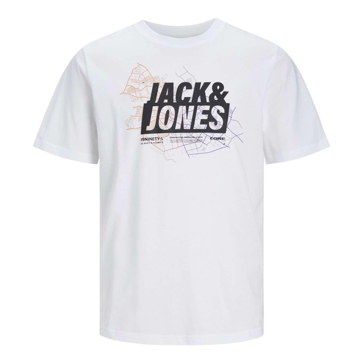JACK & JONES Boy's Jcomap Logo Tee Ss Crew Neck Jnr T-Shirt, White, 8 Years