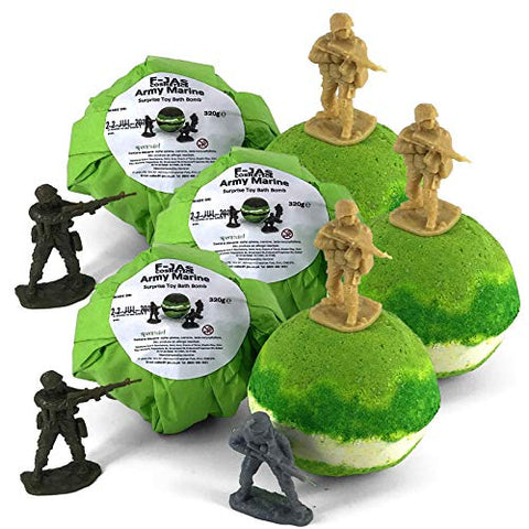 Army Marine Toy Bath Bomb with Spearmint Scent TRIPLE PACK