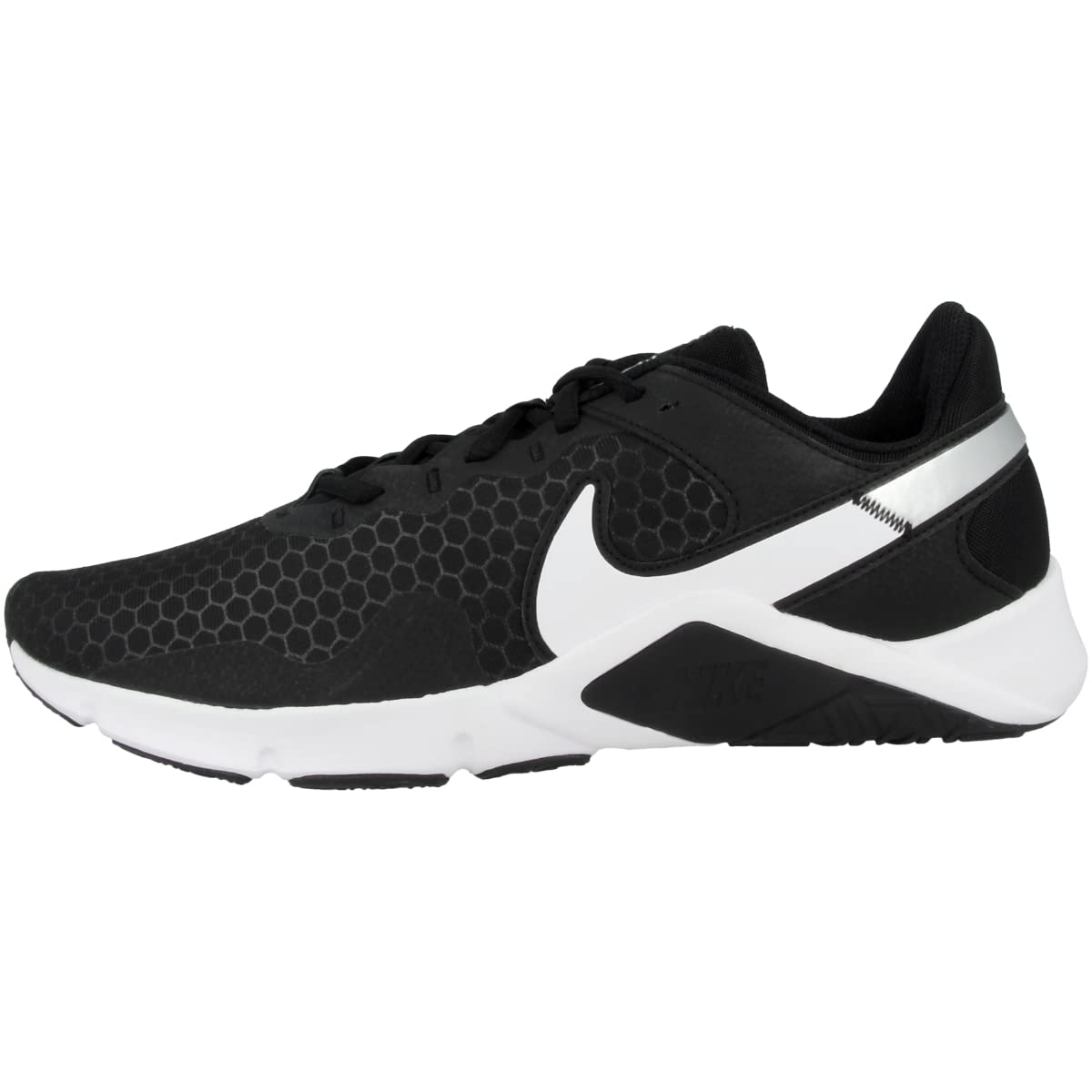 Nike Men Training Indoor Court Shoe, Black White Metallic Silver, 9.5