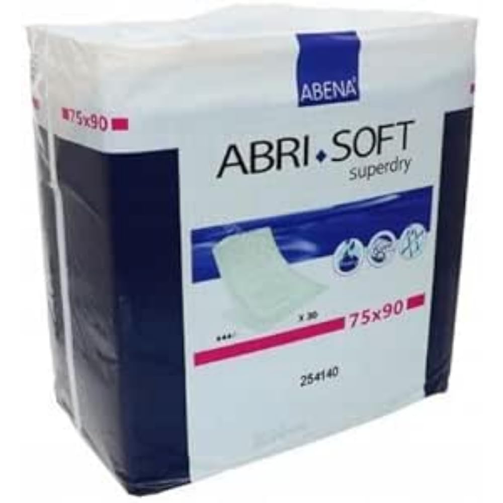 ABENA Abri-Soft superdry Disposable Incontinence Pad, Eco-Friendly Incontinence Bed Pads, Optimum Leak Protection, Soft & Secure Bed Protectors-75x90cm, 1800ml, 30PK,Packaging may vary