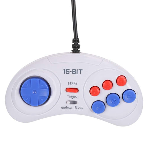 Game Controller, 16Bit 9-Pin Portable Gaming Joystick Handle Mini Handheld Game Console Ergonomic Gaming Controller White for Sega