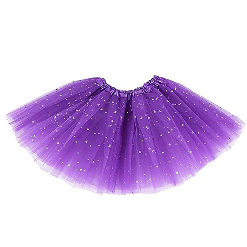 Flovel Women's Tulle Tutu Skirts Sequins Tutu Skirt Layered Ballet Dance Tutu Skirt Party Costume for Women and Girls Dark Purple