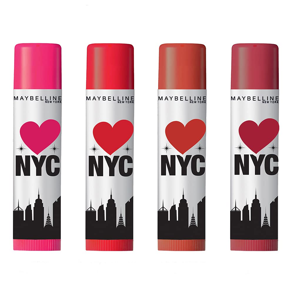 Maybelline New York Lip Balm, Moisturises And Protects From The Sun, Loves Nyc, Pack Of 4, 25G, Natural