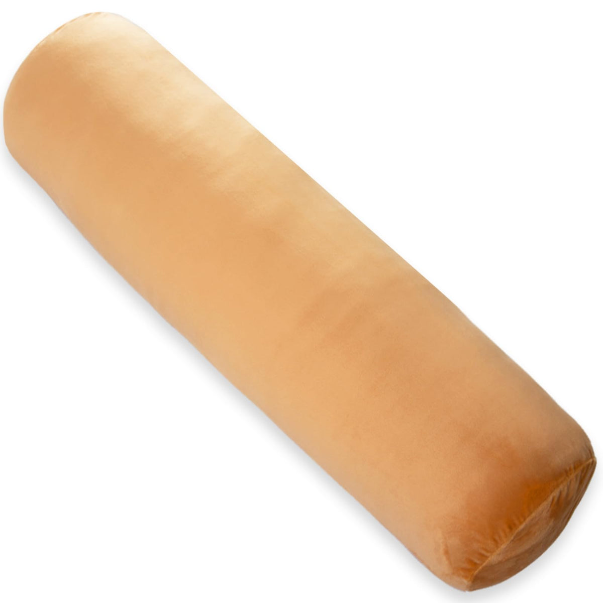 1 MIDDLE ONE Bolster Pillow for Bed, Long Round Body Pillow for Adults with Removable Velvet Cover, Decorative Tube Roll Cylinder Pillow, 35x 7.87 Inch, Brown