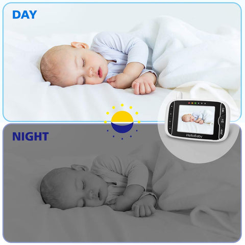 HelloBaby Wireless Video Baby Monitor with Digital Camera, 3.2 Inch Screen Night Vision Temperature Monitoring & 2 Way Talkback System UK Interface Plug (HB32)