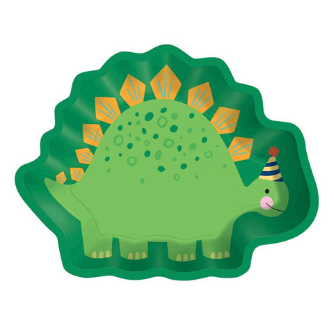 Dinosaur Shaped Multicolor Party Paper Plates - 9" x 7" (Pack Of 9) - Perfect For Kids Birthday Celebrations & Dino-Themed Events