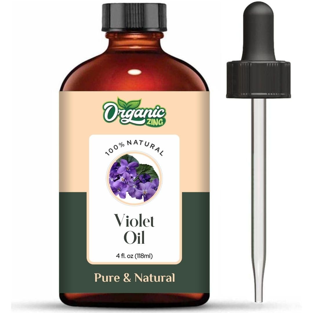 Organic Zing Violet (Viola) Oil | Pure & Natural Essential Oil for Aroma, Diffusers, Haircare & Massage - 118ml/3.99fl oz