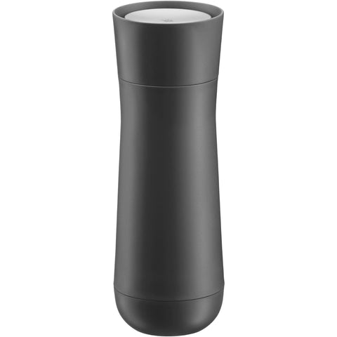 WMF Impulse Insulated Mug 350 ml, Thermal Mug with Automatic Closure, 360° Drinking Opening, Keeps Drinks Hot/Cold for 1-2 Hours, Dark Grey