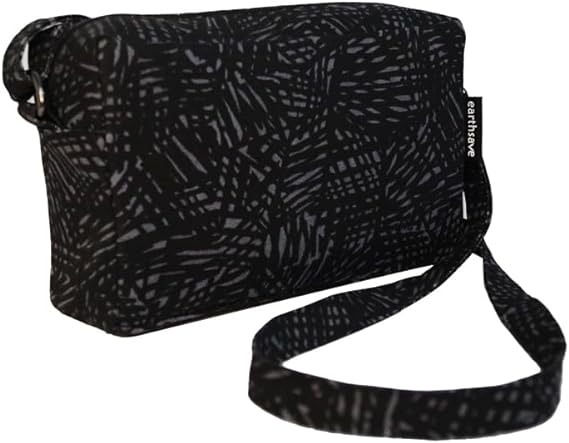 earthsave Cotton Premium Sling Bag - Stroks Black | Sling Bag for Women with Adjustable strap | Cross Body Bag for woman
