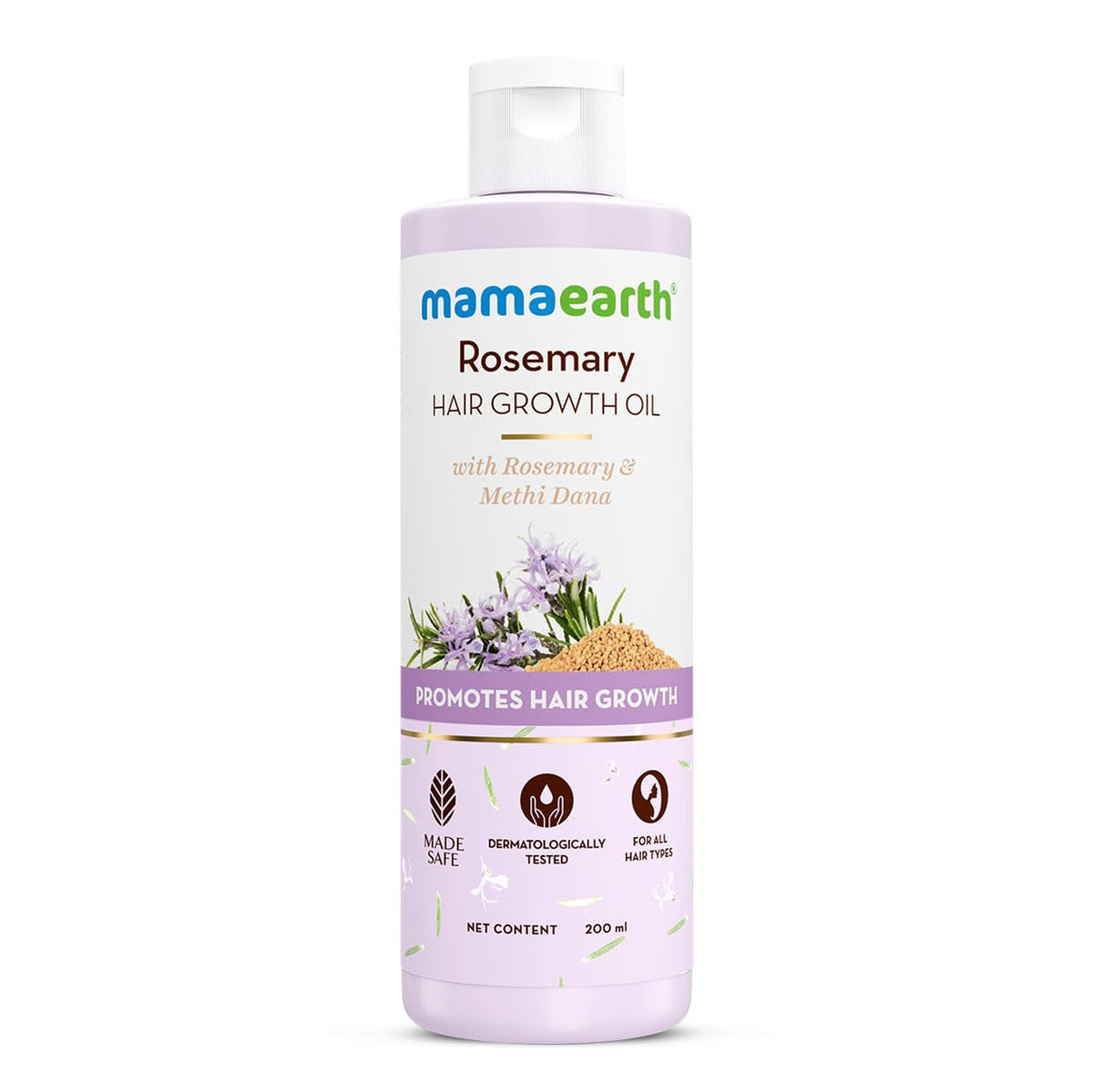 Mamaearth Rosemary Hair Growth Oil | Control Hair Fall & Strengthens Weak Follicles | Scalp Care with Methi Dana | Nourished Hair with Strong Roots | 6.76 Fl Oz (200ml)