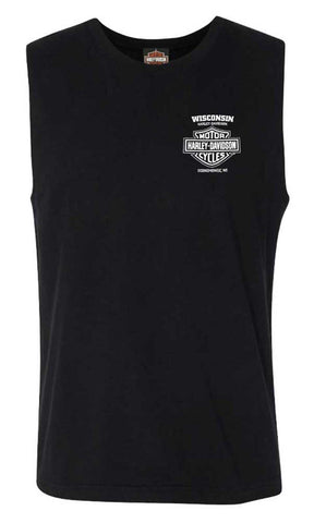 Harley-Davidson Men's Lightning Crest Sleeveless Cotton Muscle Shirt Black (2XL)