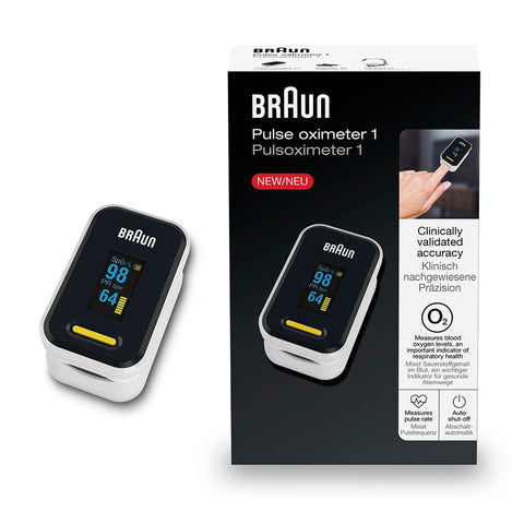 Braun Pulse Oximeter 1, Accurate Blood Oxygen Level & Heartbeat Monitor, Easy-to-use Finger-clip Design, Clinically Validated, For COPD, Pneumonia, Sleep Apnea Sufferers, Great for Athletes, YK-81CEU