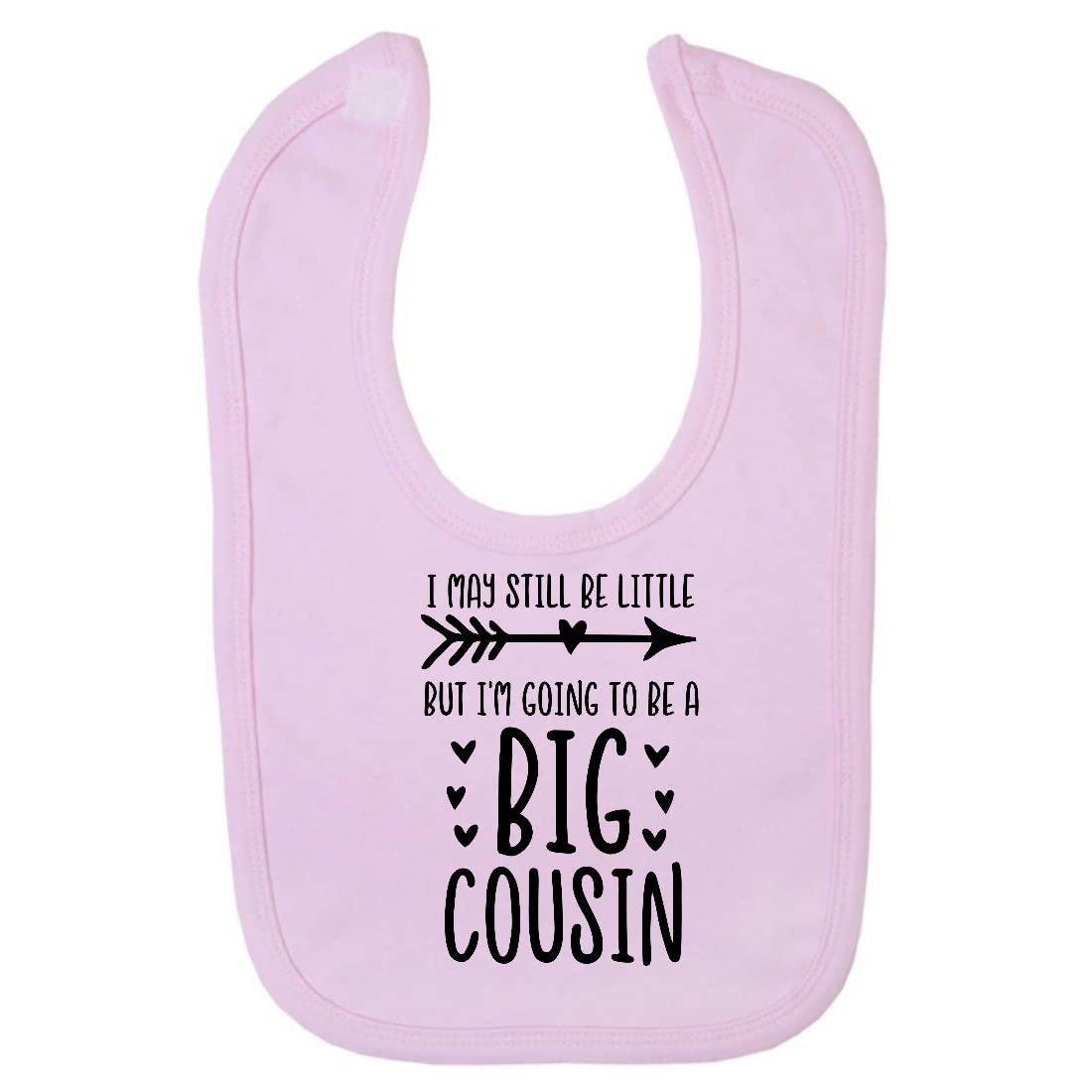 Miammo I may be little but Im going to be a big cousin (pregnancy baby announcement) [BBY3] cotton baby bib - Pastel Pink